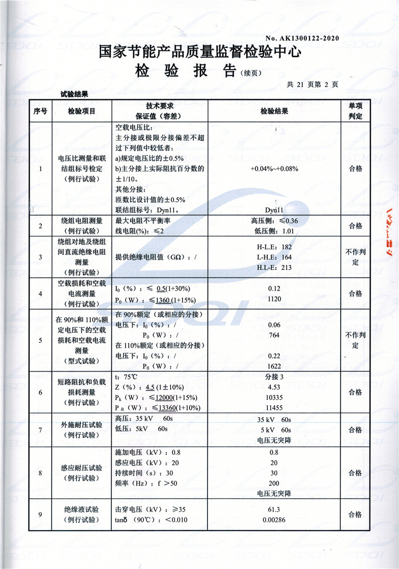 高低压试验报告-S11-1250巴中巴中巴中油浸式变压器-2.jpg